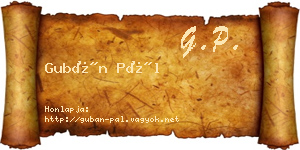 Gubán Pál névjegykártya